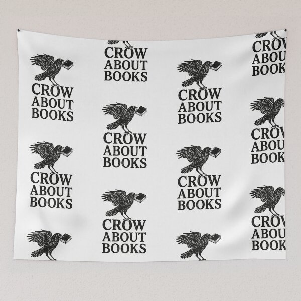 Item preview, Crow About Books Funny Raven Reader Pun Vintage Block Print Literary designed and sold by raedattia.