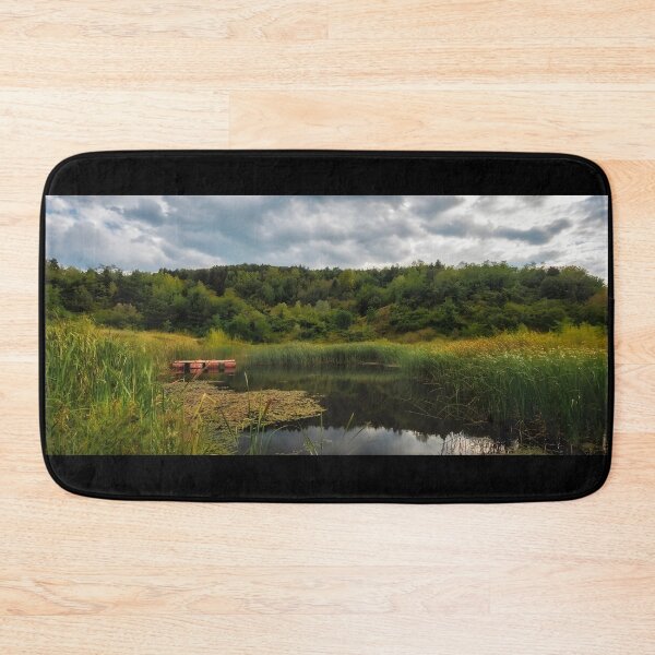 Item preview, Serene Balkan Lake Landscape Canvas Print | Tranquil Forest & Pond Photography | Fine Art Nature Wall Decor | Panoramic Countryside Horizon Poster designed and sold by SergioMiklos.