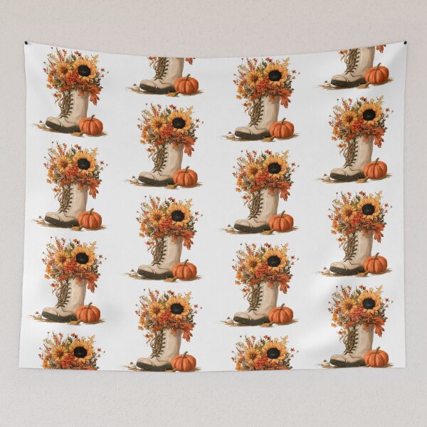 Item preview, Autumn Boot Bouquet with Sunflowers & Pumpkin designed and sold by KAM-KAM-STORE.