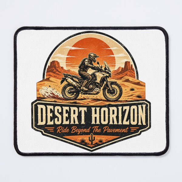 Item preview, Desert Horizon Retro Adventure Motorcycle Design designed and sold by TorqueTheoryLab.
