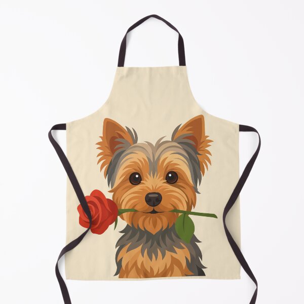 Item preview, Cute Yorkshire Terrier with Red Rose | Whimsical Dog Illustration designed and sold by ZanyPaintbrush.