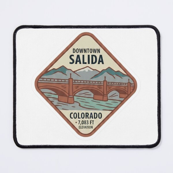 Item preview, Downtown Salida Colorado Historic Bridge Mountain Vintage Badge designed and sold by LittleArij.