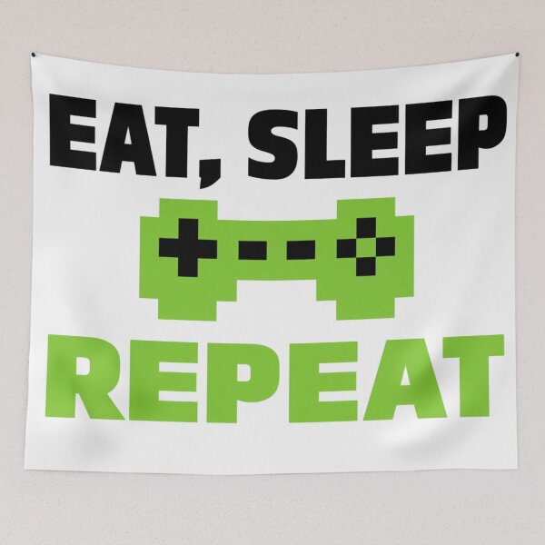 Item preview, Eat Sleep Repeat Gaming Design With Green Pixel Controller for Gamers and Retro Video Games designed and sold by KanDa-Shop.