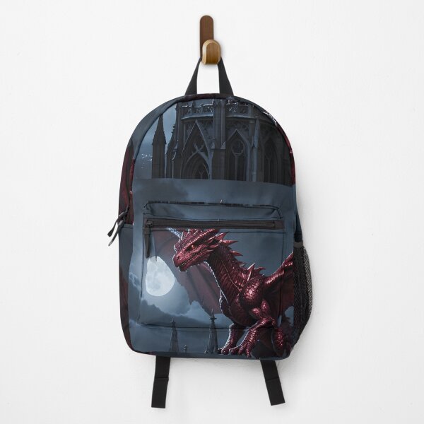 Item preview, Crimson Dragon on Gothic Castle | Dark Fantasy Moon Art designed and sold by ZanyPaintbrush.
