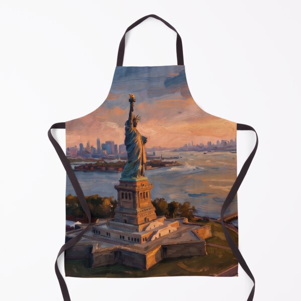 Item preview, Statue of Liberty at Golden Sunset Harbor designed and sold by RedPeaStudio.
