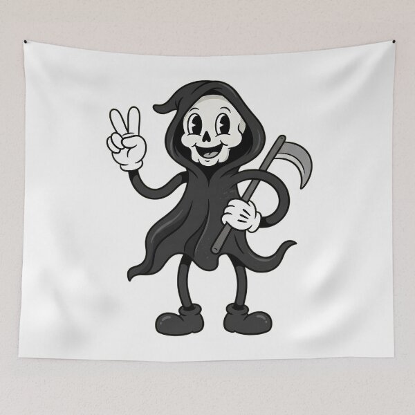 Item preview, Vintage Rubber Hose Grim Reaper Peace Sign designed and sold by DripCultureLab.