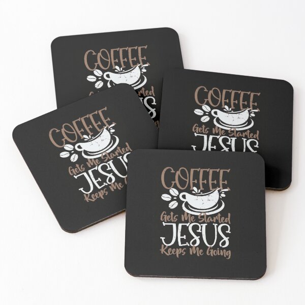 Item preview, Coffee Gets Me Started Jesus Keeps Me Going Funny Faith Cross designed and sold by haitrieuic96.