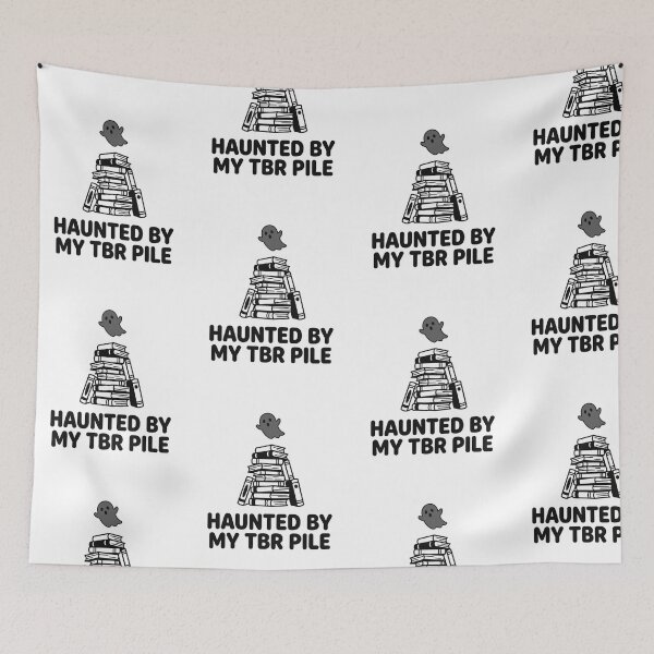 Item preview, Haunted By My TBR Pile Cute Ghost Reading Bookish Quote Aesthetic Bookworm designed and sold by raedattia.