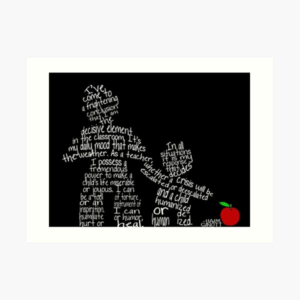 Haim Ginott - I've come to a frightening conclusion... (in white) Art Print
