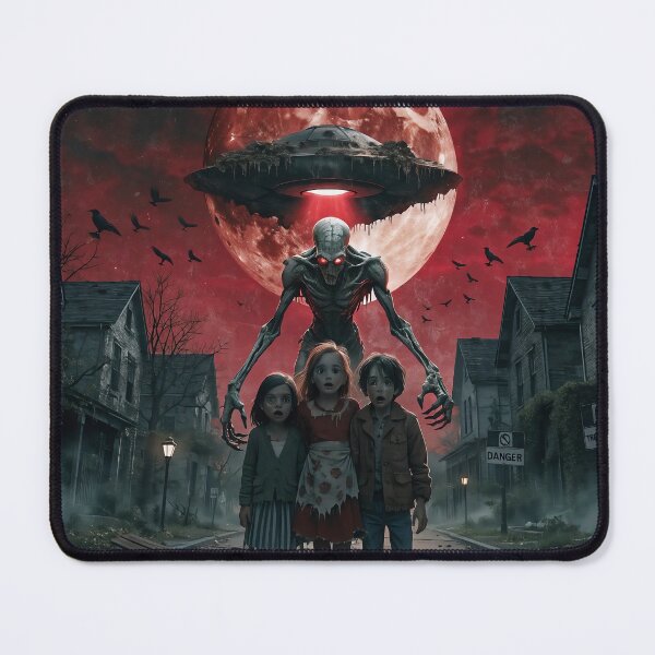 Item preview, "Don’t Trust Aliens! Gothic Horror Safety Poster | Creepy Alien & Blood Moon Art for Halloween & Dark Aesthetics" designed and sold by CHRONIN.