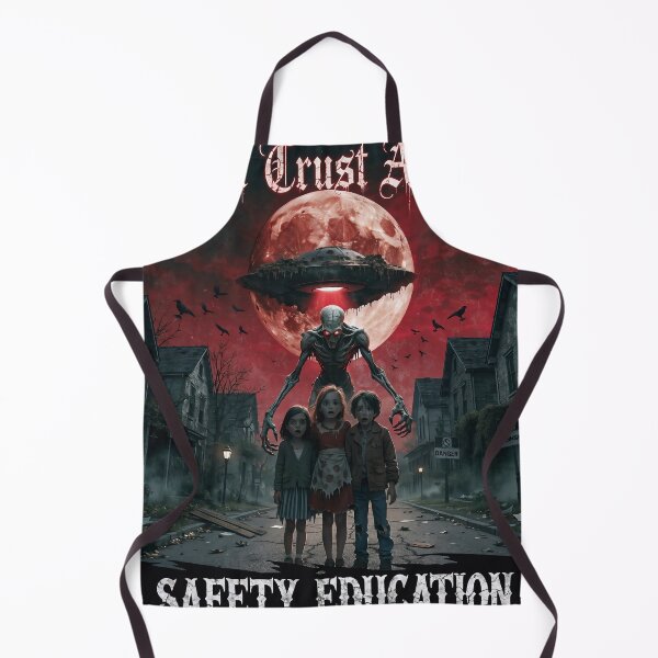 Item preview, "Don’t Trust Aliens! Gothic Horror Safety Poster | Creepy Alien & Blood Moon Art for Halloween & Dark Aesthetics" designed and sold by CHRONIN.