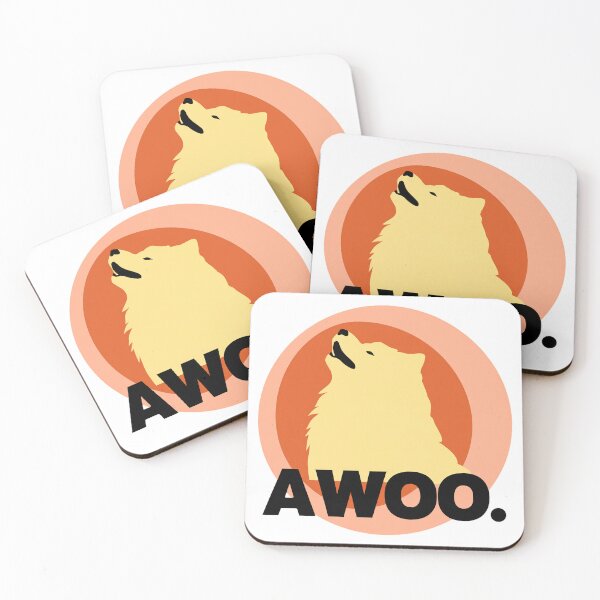 Item preview, AWOO Samoyed Howling Dog Meme Tee designed and sold by crul1982.