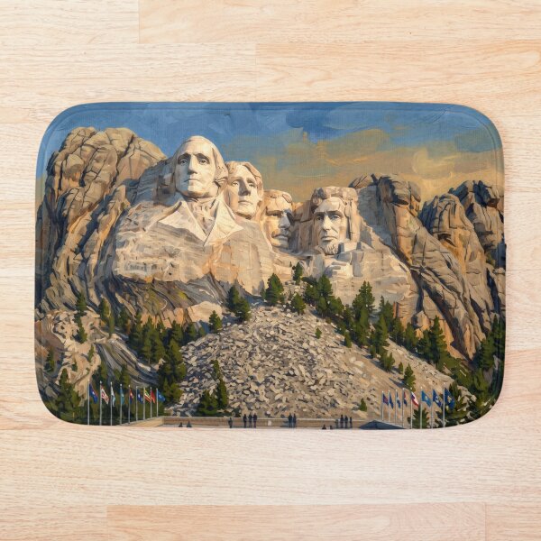 Item preview, El Monte Rushmore bajo la luz dorada del atardecer. designed and sold by RedPeaStudio.