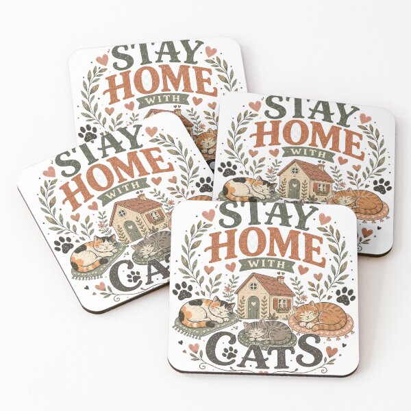 Item preview, Stay Home With Cats Cozy Vintage Cat Lover Design designed and sold by RobertArt08.