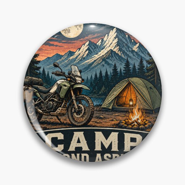 Item preview, Camp Beyond Asphalt Retro Adventure Motorcycle Camping designed and sold by TorqueTheoryLab.