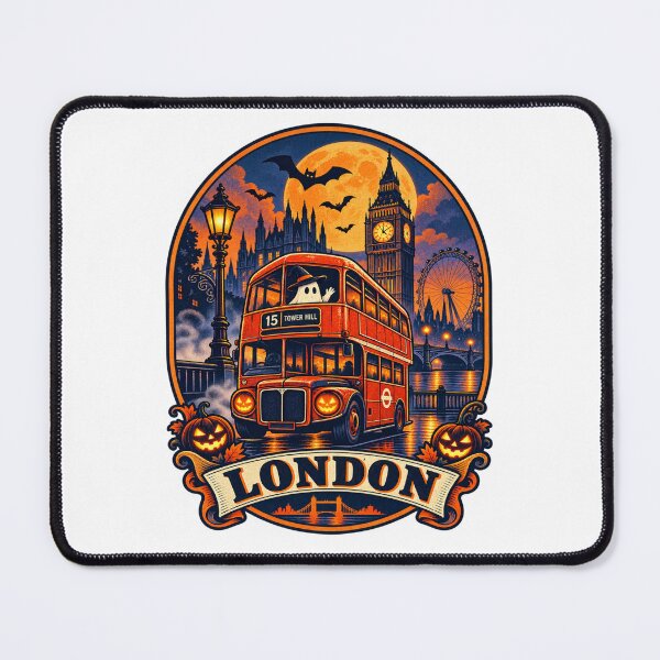 Item preview, London Halloween Shirt - Vintage Double Decker Bus Jack-O-Lantern Retro Travel Design designed and sold by Globalcitytees.