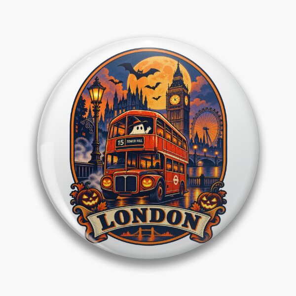 Item preview, London Halloween Shirt - Vintage Double Decker Bus Jack-O-Lantern Retro Travel Design designed and sold by Globalcitytees.