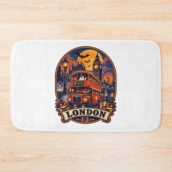 Item preview, London Halloween Shirt - Vintage Double Decker Bus Jack-O-Lantern Retro Travel Design designed and sold by Globalcitytees.