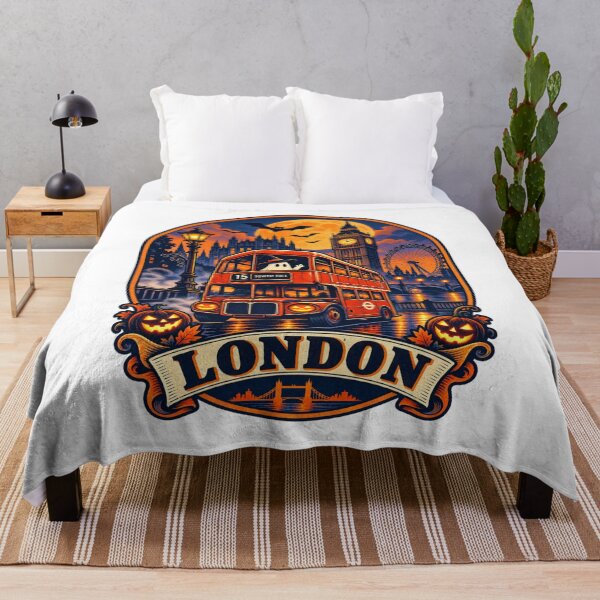 Item preview, London Halloween Shirt - Vintage Double Decker Bus Jack-O-Lantern Retro Travel Design designed and sold by Globalcitytees.