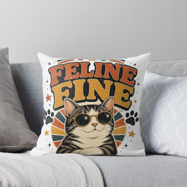 Item preview,  Feline Fine Funny Cat Vintage Retro Design designed and sold by RobertArt08.