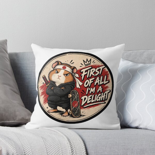 Item preview, First of All I'm a Delight Funny Quote Guinea Pig Samurai Retro designed and sold by Arezaali.