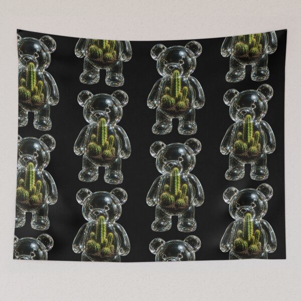 Item preview, Glass Bear Cactus Figurine Graphic Art designed and sold by Bhinfy.