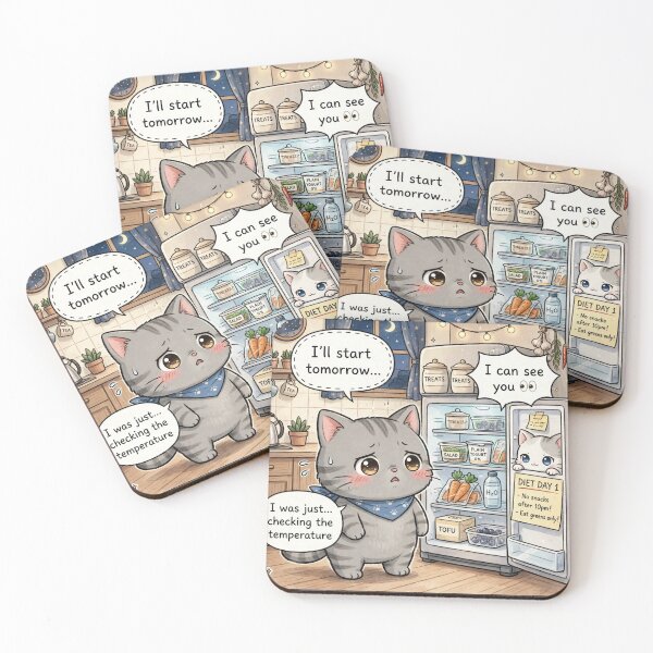 Item preview, Diet Day 1 - Caught at the Fridge - Kawaii Cat Humor designed and sold by MAISON SYLVIE.