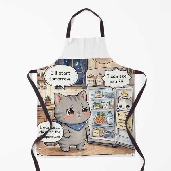 Item preview, Diet Day 1 - Caught at the Fridge - Kawaii Cat Humor designed and sold by MAISON SYLVIE.