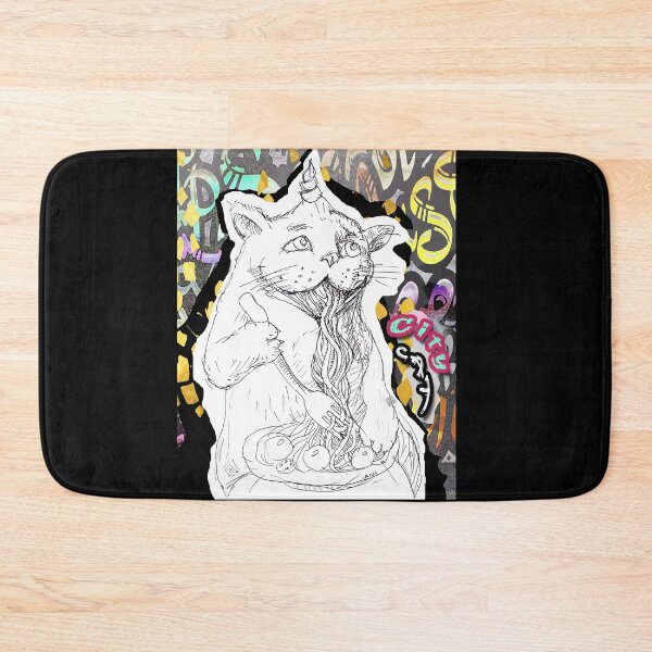Item preview, City Cat - Cat Eating Spaghetti (Original Drawing by ACCI) designed and sold by VanyssaGraphics.