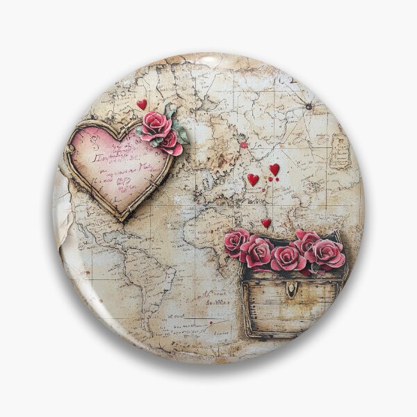 Item preview, Vintage World Map with Red Roses - Romantic Long Distance Relationship Art designed and sold by By Nayla.