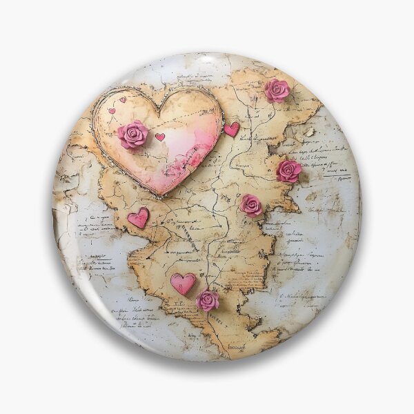 Item preview, Vintage World Map with Red Roses - Romantic Long Distance Relationship Art designed and sold by By Nayla.