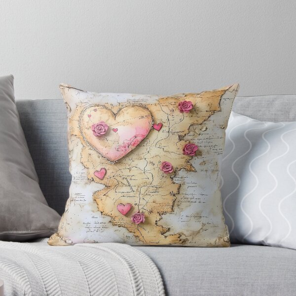Item preview, Vintage World Map with Red Roses - Romantic Long Distance Relationship Art designed and sold by By Nayla.