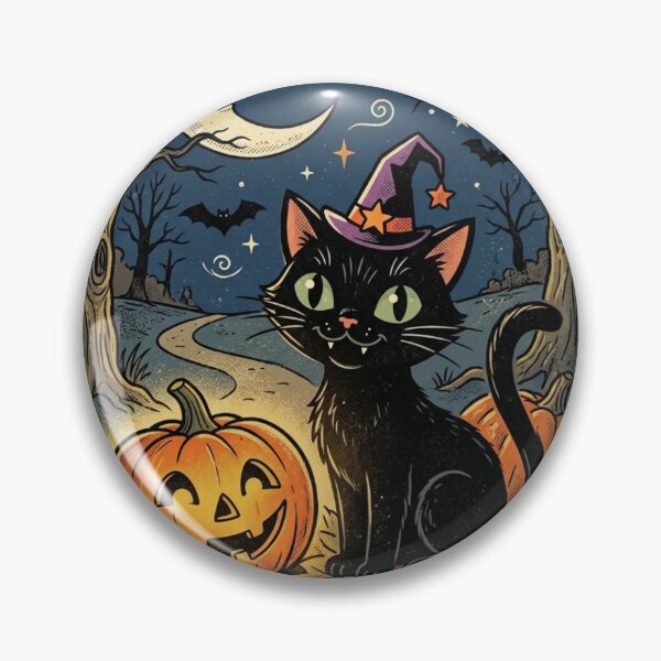 Item preview, Black Cat with Witch Hat and Halloween Moon - Spooky Autumn Design designed and sold by @SHINTOSARTSTORE.