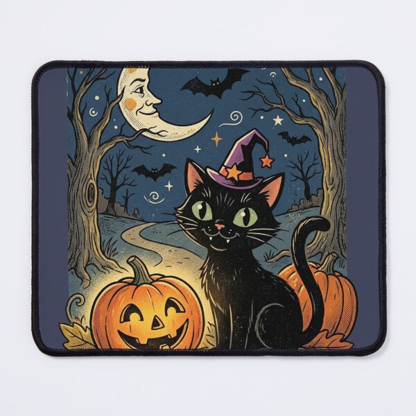 Item preview, Black Cat with Witch Hat and Halloween Moon - Spooky Autumn Design designed and sold by @SHINTOSARTSTORE.