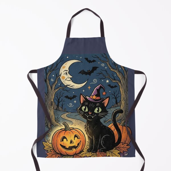 Item preview, Black Cat with Witch Hat and Halloween Moon - Spooky Autumn Design designed and sold by @SHINTOSARTSTORE.