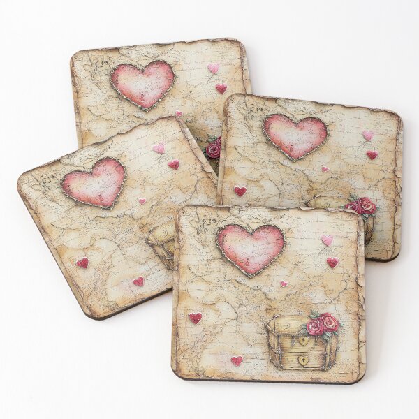 Item preview, Vintage World Map with Red Roses - Romantic Long Distance Relationship Art designed and sold by By Nayla.