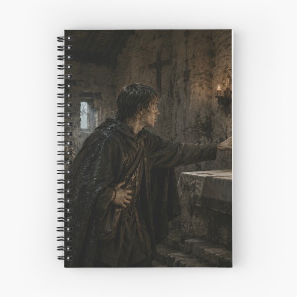 Item preview, Anglo-Saxon Relic Hunter in an Ancient Church | Dark Medieval Historical Fantasy Art | Viking Age Sacred Mystery Print designed and sold by Element Horizon Studio.