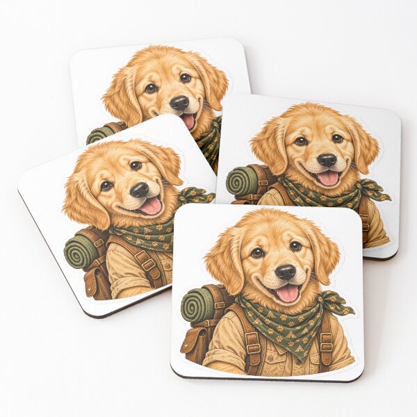 Item preview, Cute Golden Retriever Adventure Puppy – Vintage Camping Dog Sticker designed and sold by ChicClicker.