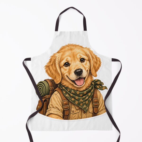 Item preview, Cute Golden Retriever Adventure Puppy – Vintage Camping Dog Sticker designed and sold by ChicClicker.