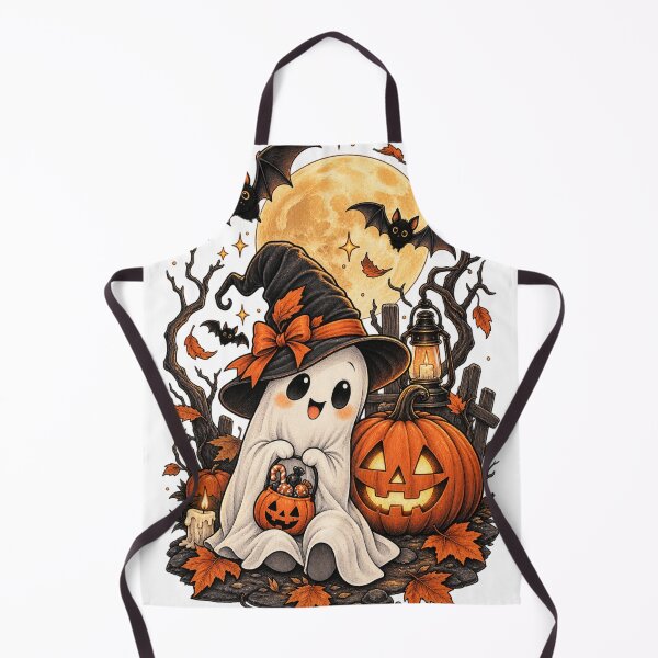 Item preview, Cute Ghost in Witch Hat with Pumpkin Basket - Halloween Design designed and sold by @SHINTOSARTSTORE.
