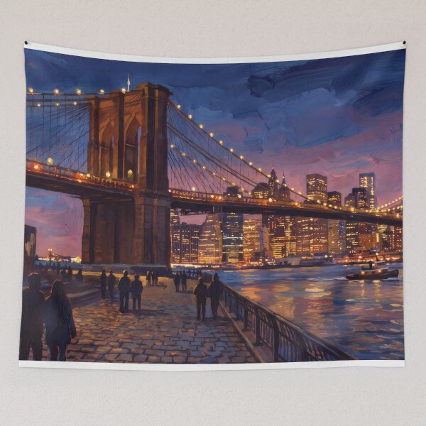 Item preview, Brooklyn Bridge and Manhattan Skyline at Dusk designed and sold by RedPeaStudio.