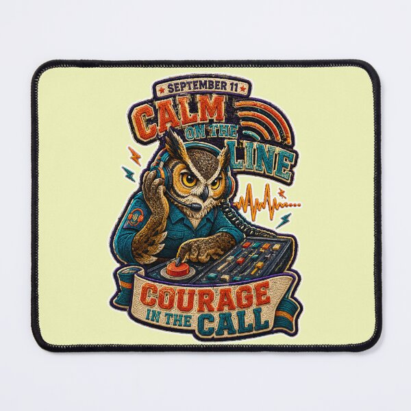 Item preview, September 11 Owl Dispatcher – Calm on the Line Embroidery Design designed and sold by Jaani-T.