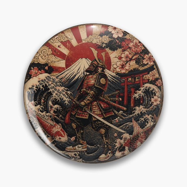Item preview, Samurai Spirit of Japan | Mount Fuji, Koi Fish & Rising Sun Vintage Japanese Art designed and sold by RhymeArc.
