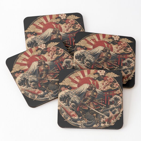Item preview, Samurai Spirit of Japan | Mount Fuji, Koi Fish & Rising Sun Vintage Japanese Art designed and sold by RhymeArc.