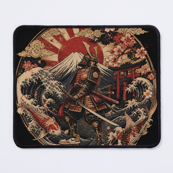Item preview, Samurai Spirit of Japan | Mount Fuji, Koi Fish & Rising Sun Vintage Japanese Art designed and sold by RhymeArc.
