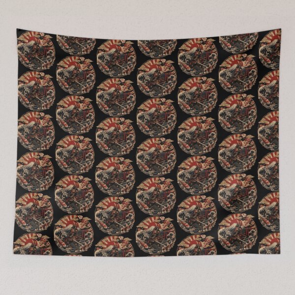 Item preview, Samurai Spirit of Japan | Mount Fuji, Koi Fish & Rising Sun Vintage Japanese Art designed and sold by RhymeArc.