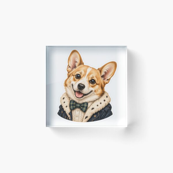 Item preview, Cute Corgi Gentleman – Vintage Preppy Dog Portrait Sticker designed and sold by ChicClicker.