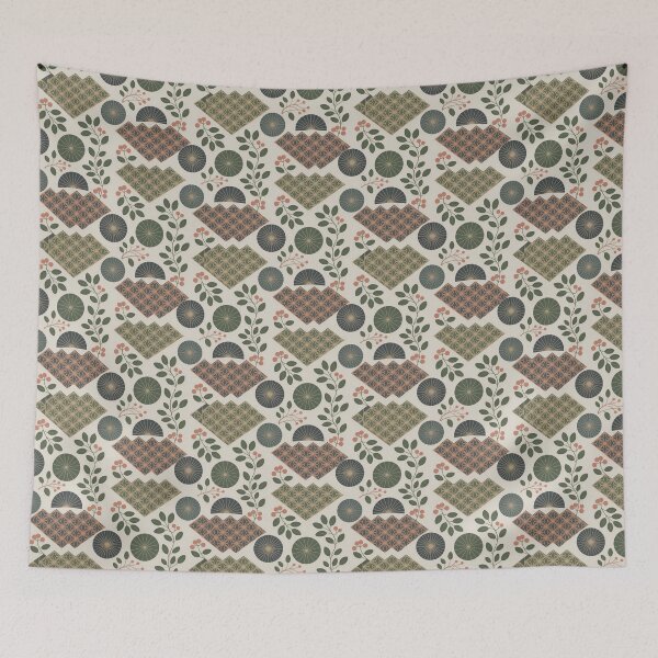 Item preview, Modern Japanese Wagara Botanical Pattern – Elegant Seamless Japanese Floral Design designed and sold by Tamas Das.