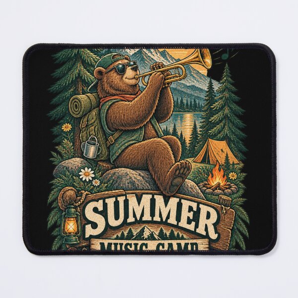 Item preview, Summer Music Camp Bear Playing Trumpet - Camping Retro Design designed and sold by @SHINTOSARTSTORE.