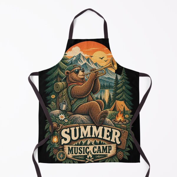 Item preview, Summer Music Camp Bear Playing Trumpet - Camping Retro Design designed and sold by @SHINTOSARTSTORE.